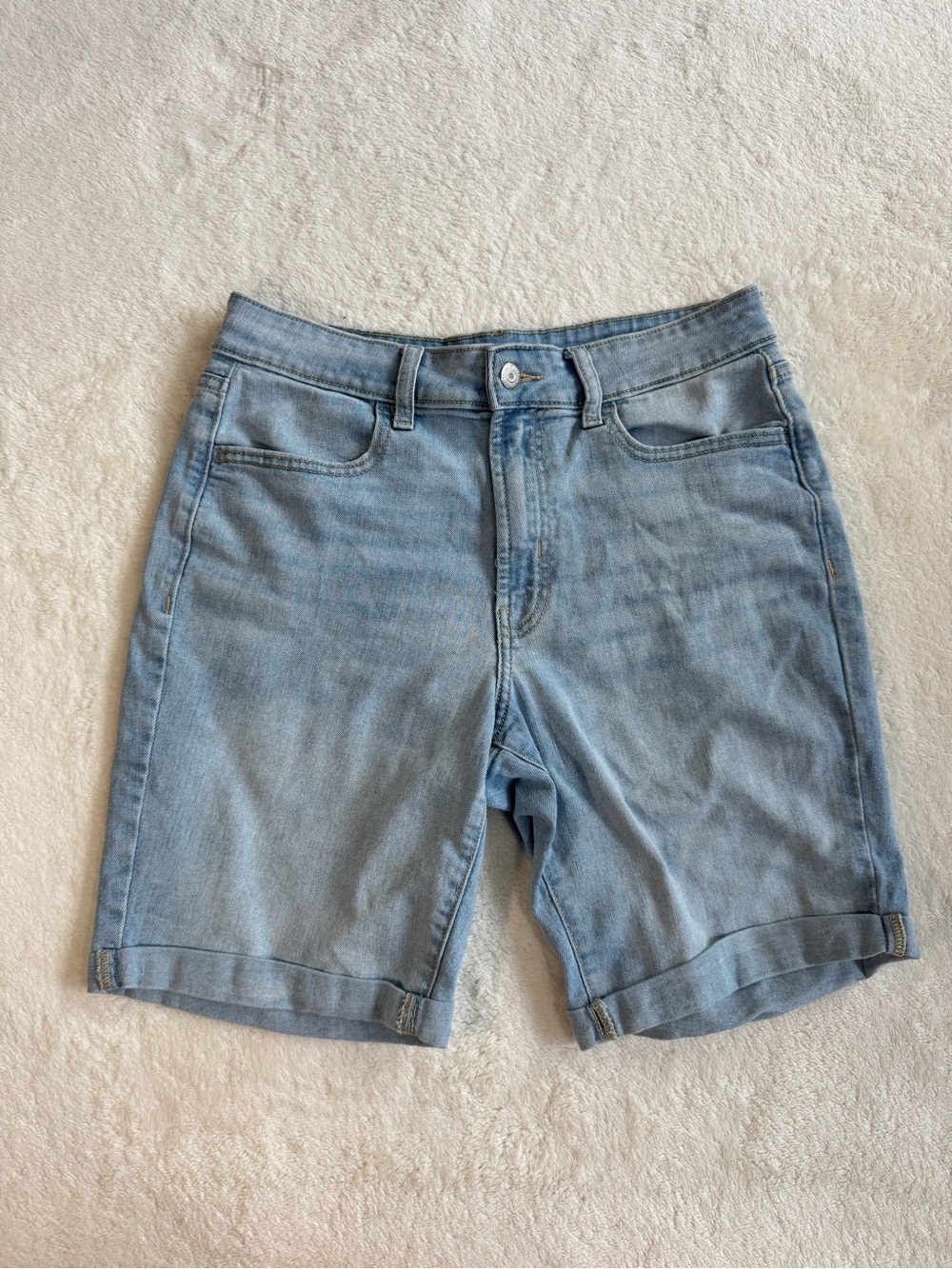 Old Navy Light Wash Cuffed Bermuda Denim Shorts
